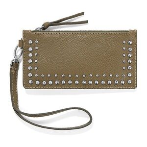 NWT Brighton Pebbled Leather Pretty Tough Card Pouch Wallet Wristlet Olive